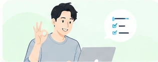 シンプルなWebサイトを用意する事業者のイラスト